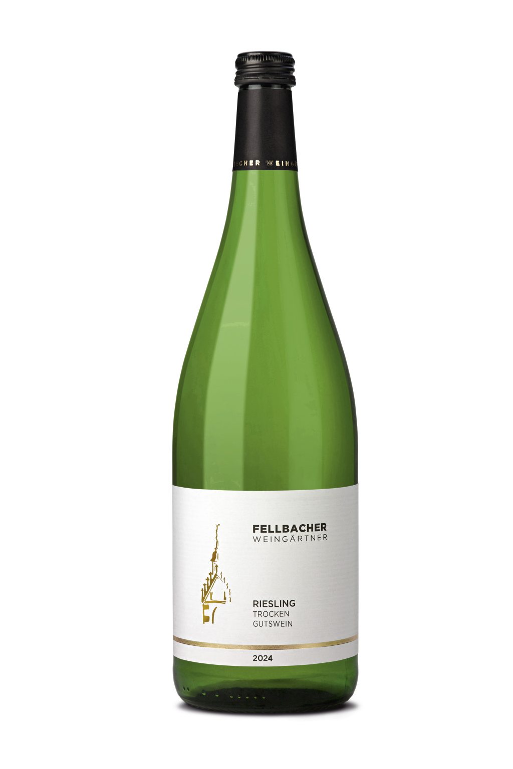 Flasche mit Weiß der Rebsorte Riesling von den Fellbacher Weingärtner eG.
