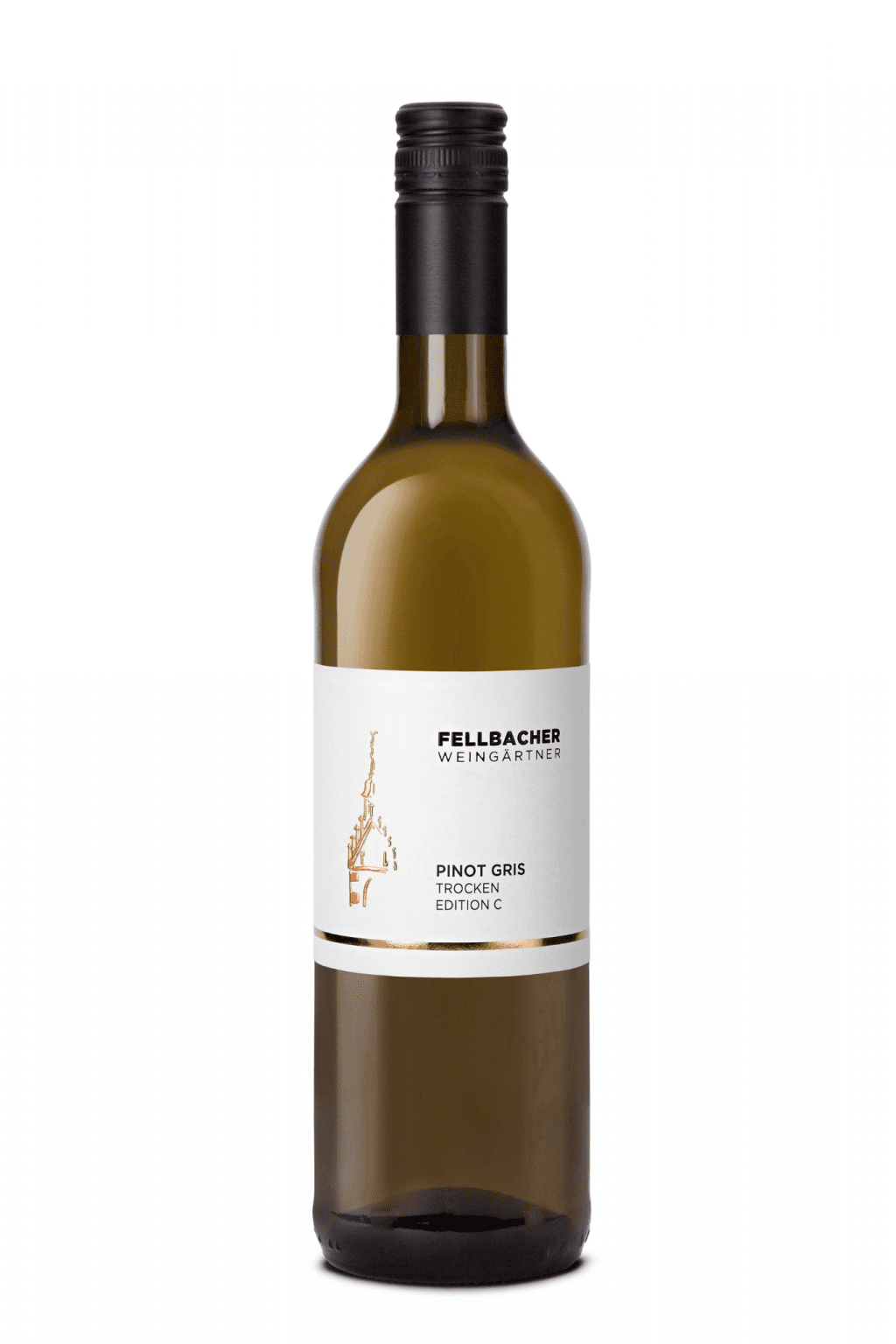 Flasche Weißwein der Rebsorte Pinot Gris aus der Edition C der Fellbacher Weingärtner eG