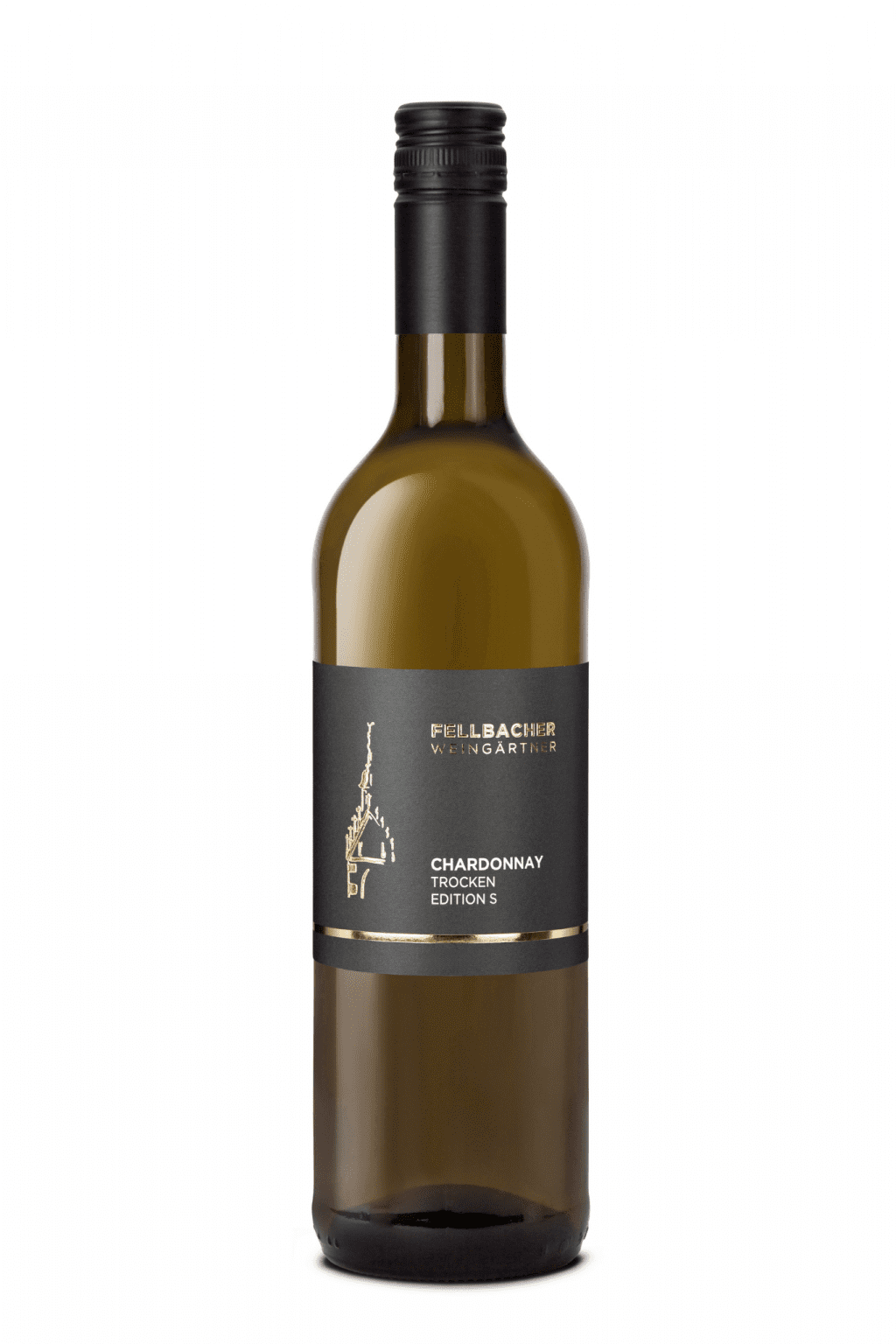Flasche Weißwein der Rebsorte Chardonnay aus der Edition S der Fellbacher Weingärtner eG