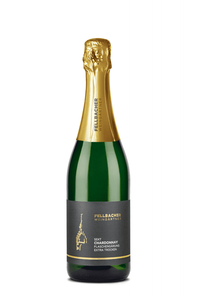 Flasche mit Sekt aus der Rebsorte Chardonnay mit Flaschengärung der Fellbacher Weingärtner eG