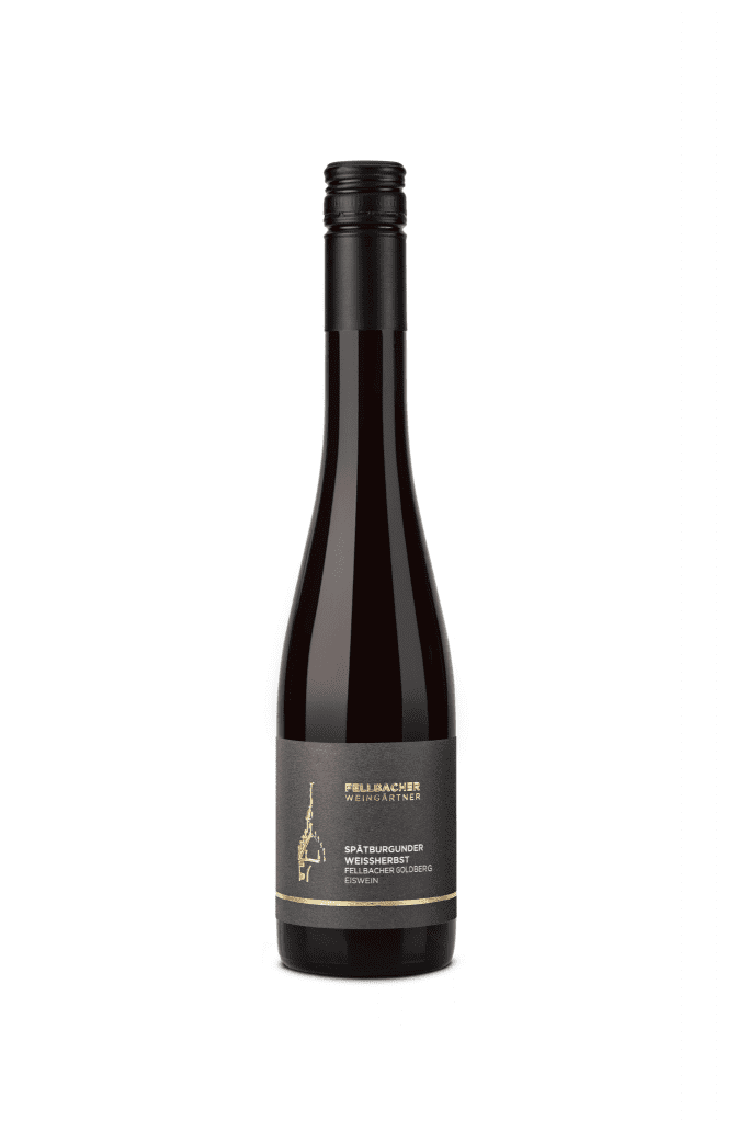 Flasche mit Roséwein der Rebsorte Spätburgunder ausgebaut als Eiswein der Fellbacher Weingärtner eG