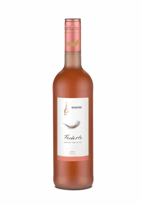 Flasche mit Roséwein aus der Serie Federle der Fellbacher Weingärtner eG