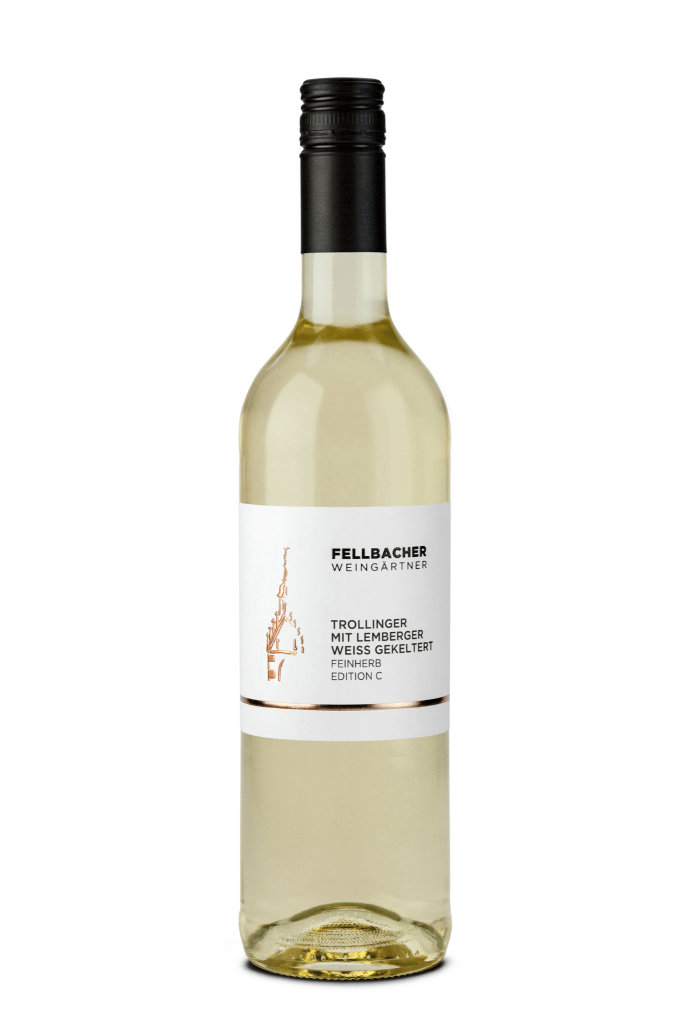 Flasche mit Trollinger mit Lemberger weiß gekeltert aus der Edition C der Fellbacher Weingärtner eG