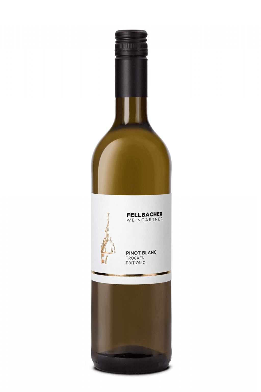 Flasche Weißwein der Rebsorte Weißer Burgunder aus der Edition C der Fellbacher Weingärtner eG