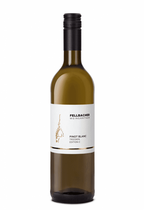 Flasche Weißwein der Rebsorte Weißer Burgunder aus der Edition C der Fellbacher Weingärtner eG