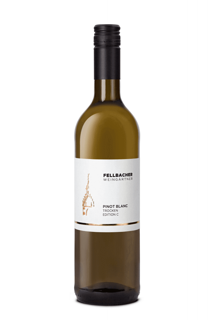 Flasche Weißwein der Rebsorte Weißer Burgunder aus der Edition C der Fellbacher Weingärtner eG