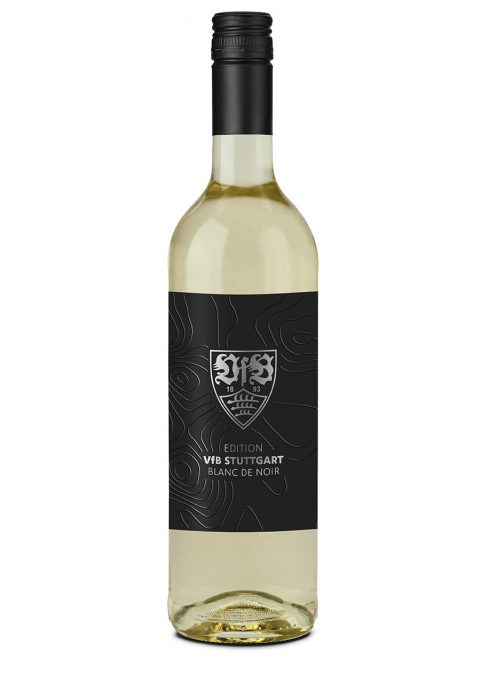 Flasche mit Blanc de Noir aus der Edition VfB Stuttgart der Fellbacher Weingärtner eG