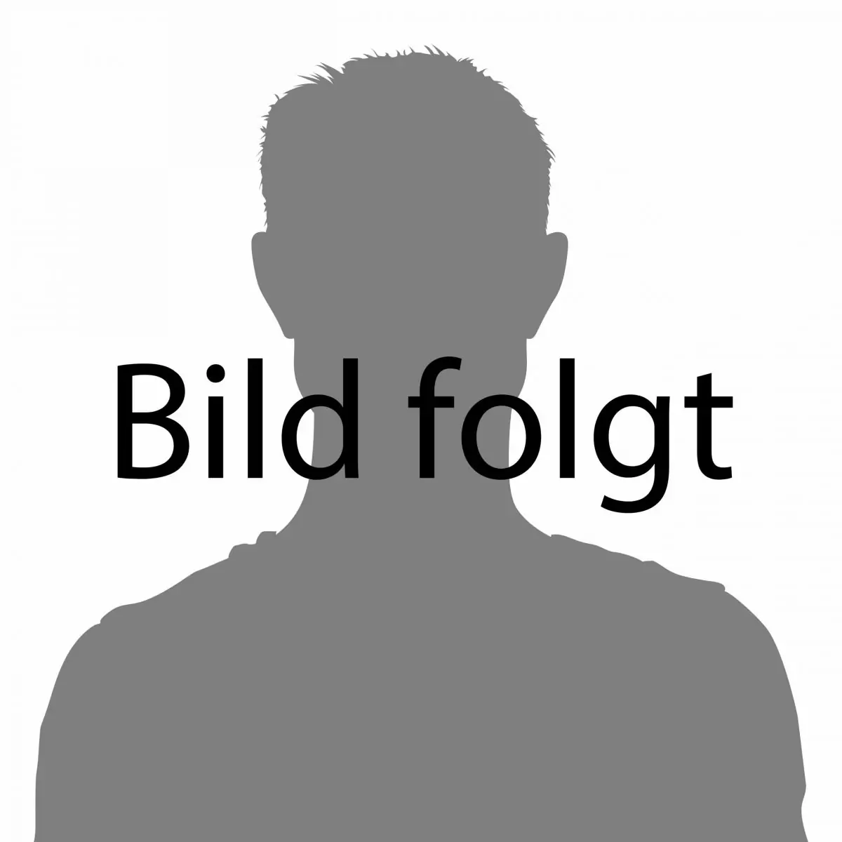 Foto von männlicher Silhouette mit dem Textfeld "Bild folgt"